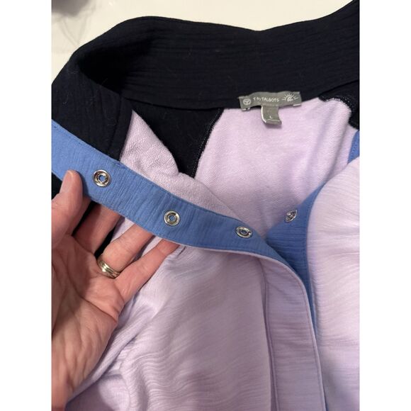 Talbots Slub Terry Pullover Sweatshirt Colorblock Raglan UPF Stretch Gym Large - Picture 9 of 15